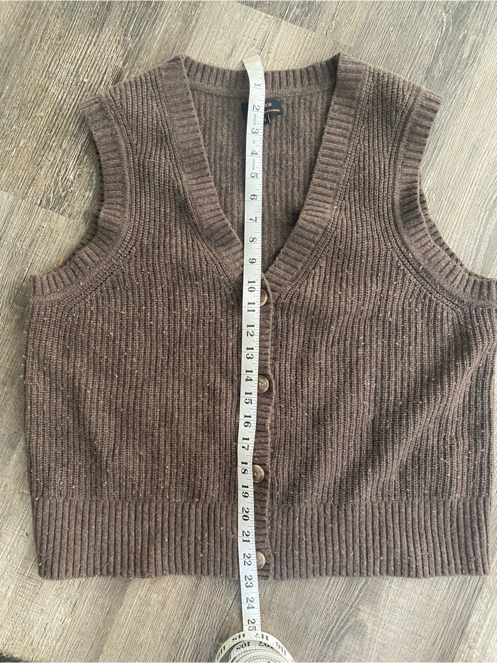 Quince Mongolian fisherman cashmere women’s vest sweater brown v-neck L large - Picture 4 of 5